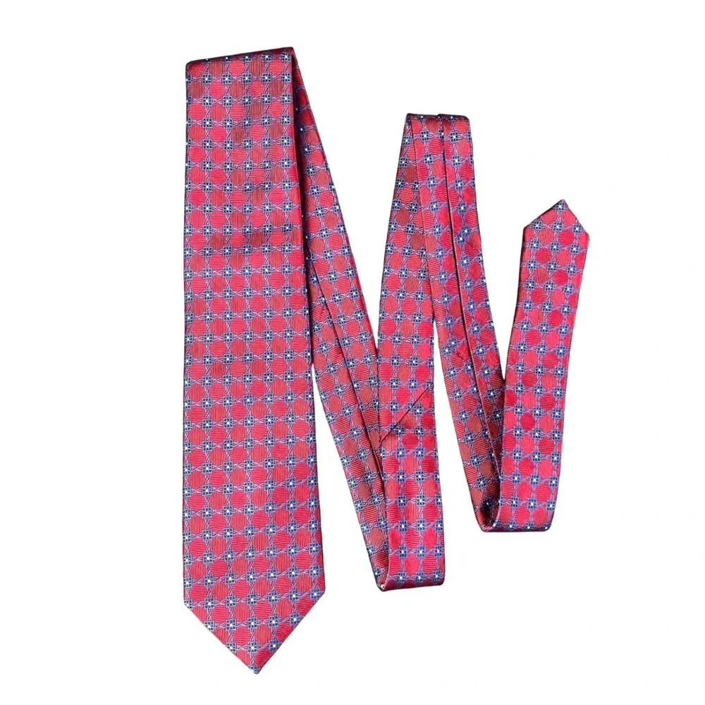 Jos. A. Bank Executive Collection Red Blue Geometric Silk Necktie 3.25